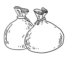 Black and white illustration of bags