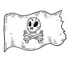 Black and white illustration of a flag
