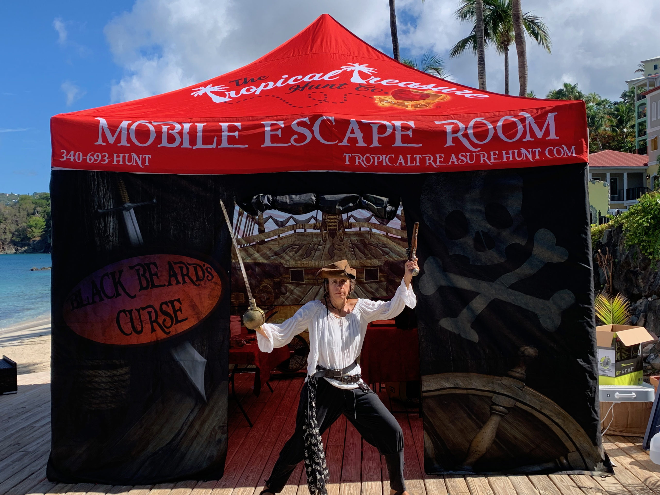 Anne Bonny poses outside the Mobile Escape Room